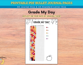 Grade My Day Tracker – Yearly Pixel Journal (Printable PDF)