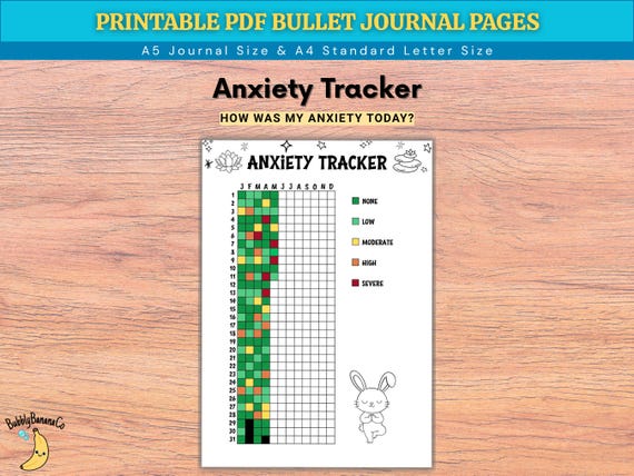Anxiety Tracker – Yearly Pixel Journal (Printable PDF)