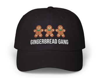 Gorra de béisbol navideña bordada con diseño de pan de jengibre, diseño minimalista de gorra de béisbol con galletas.
