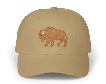Gorra de béisbol bordada con bisonte, diseño minimalista de sombrero con motivos de animales salvajes.