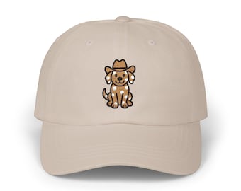 Gorra de béisbol bordada con perro vaquero, diseño minimalista de sombrero de animal del oeste.
