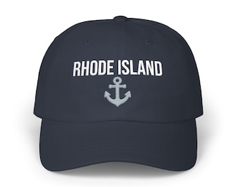 Gorra de béisbol bordada de Rhode Island, diseño minimalista de ancla.
