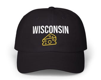 Gorra de béisbol bordada de Wisconsin, diseño minimalista de sombrero de queso.