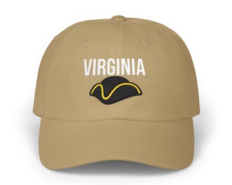 Gorra de béisbol bordada de Virginia, diseño minimalista de sombrero colonial.