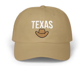 Gorra de béisbol bordada de vaquero tejano, diseño minimalista.