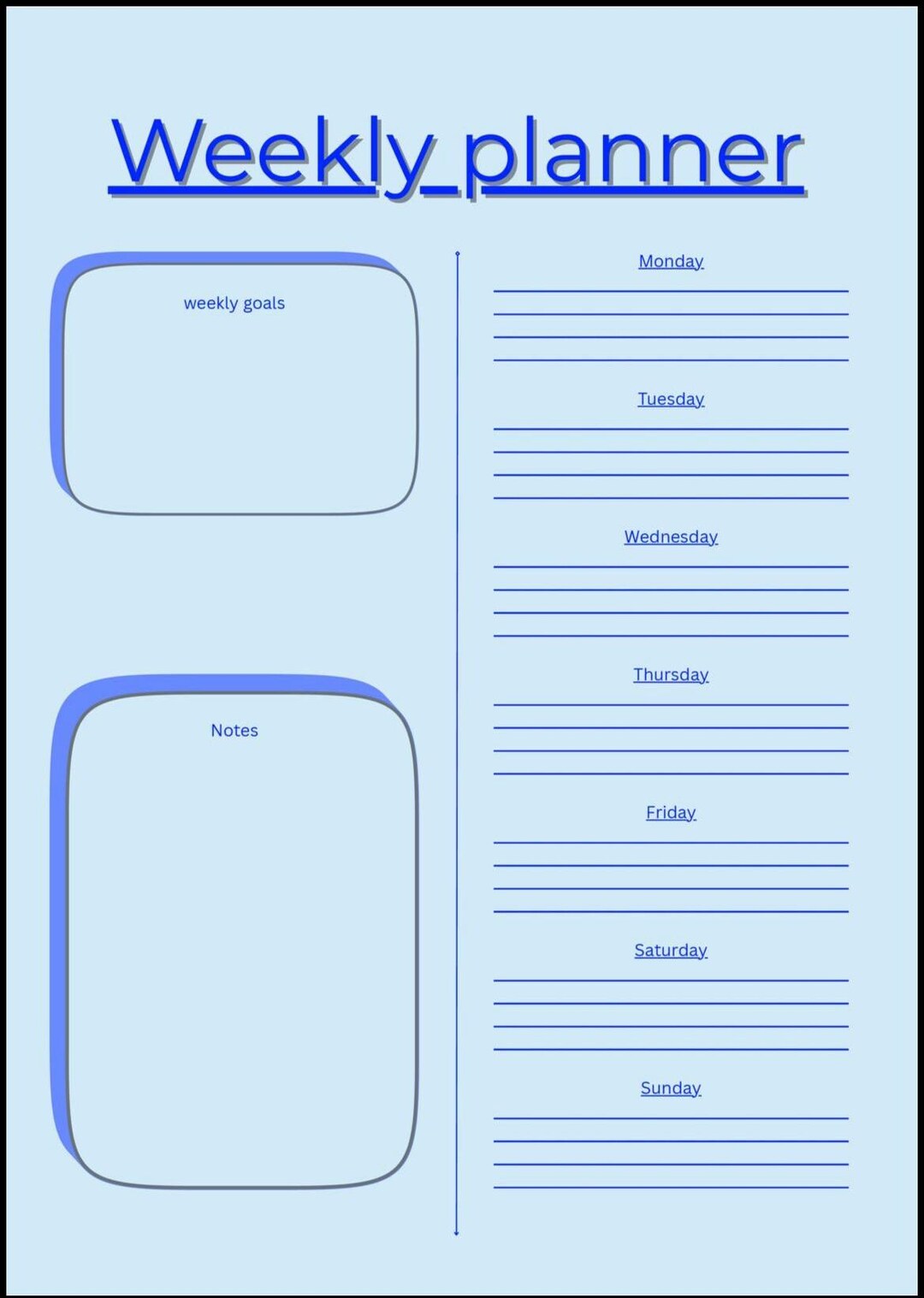 Standard Week Example Standard Simple Weekly Planner - Etsy