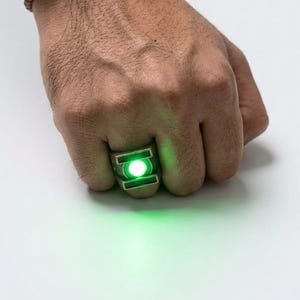 Groene Lantaarn Power Ring voor mannen, handgemaakte zilveren Power Ring voor mannen, antieke ring met groene steen, superhelden sieraden voor nerds, cadeau voor hem