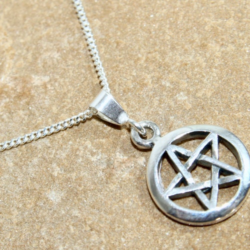 Inverted Pentagram Pendant 925 Sterling Silver Necklace Etsy