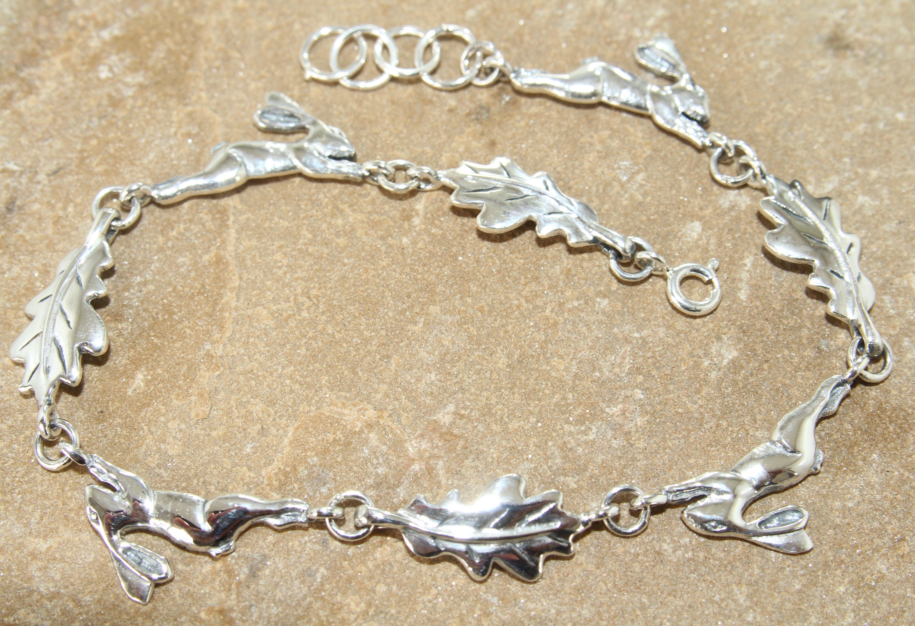 Hare and Oak Leaf Bracelet Solid 925 Sterling Silver CUSTOM MADE MATCHING Earrings Available Bracelet Anklet Choker Necklace Etc Etsy Canada
