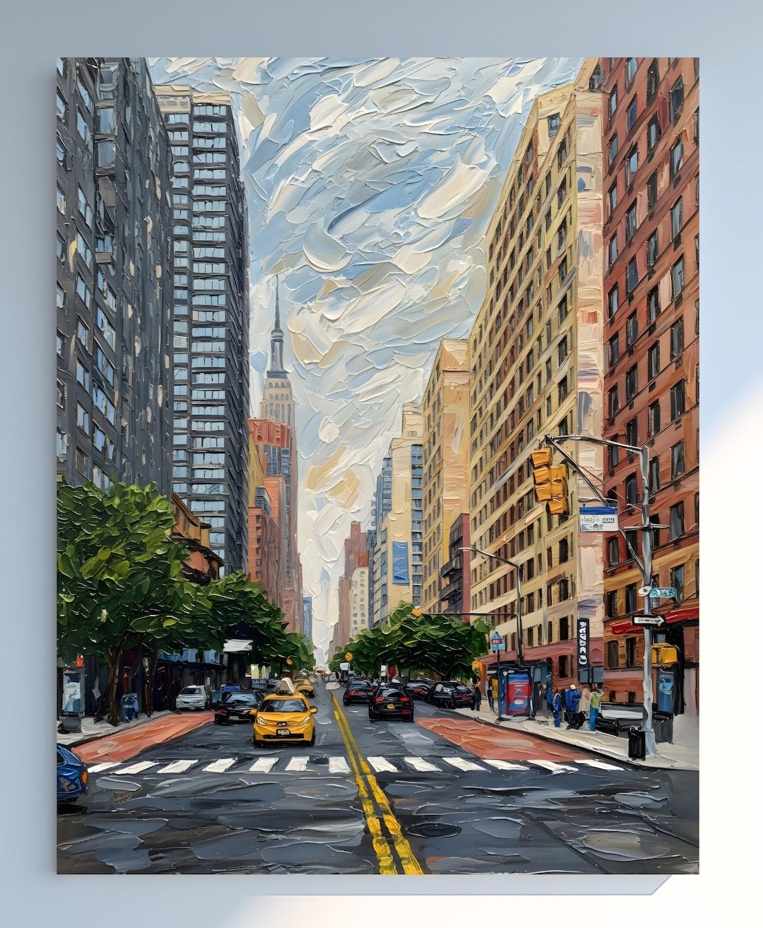 New York City Oil Painting, NYC Skyline Wall Art, Manhattan Cityscape ...