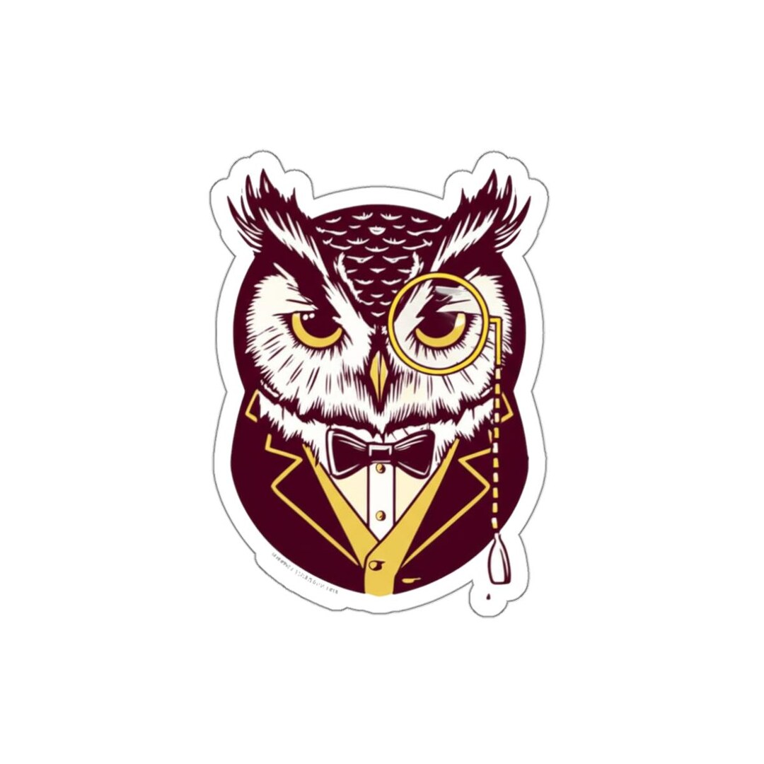 Owl With Monocle Sticker | Dark Academia Wise Scholar Gift - Etsy