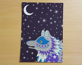 1 Large Postcard - Wolf