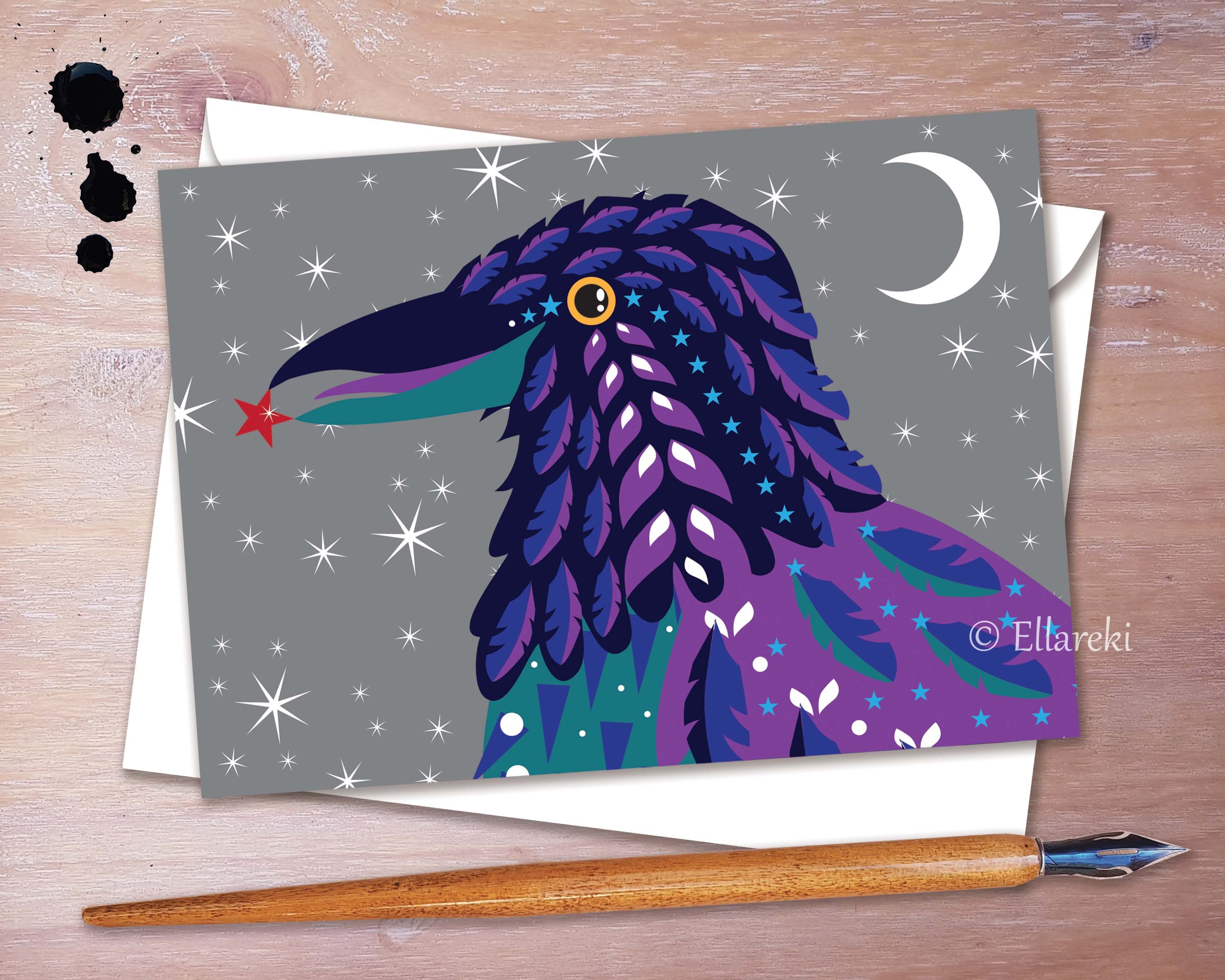 Crow Greeting Card | Etsy