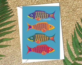 4 Fish greetings card