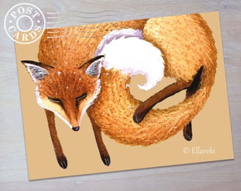 Sleeping Fox Large Postcard