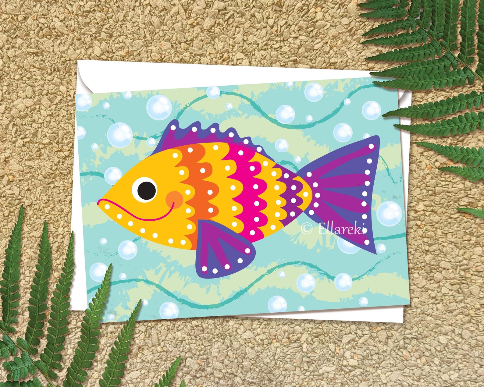 Fish Greeting Card Etsy