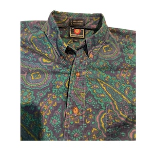 Chaps ralph lauren chemise cachemire homme bleu moyen vert excellent à manches courtes