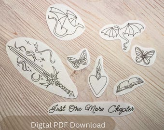 Fantasy Book Stick & Stitch Embroidery Pattern PDF, Dragon Sword Heart (Digital Download)