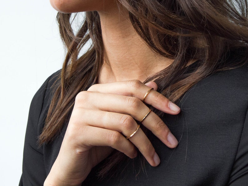 Thin Minimalist Ring Triangle Geometric Band Silver or Brass Ring Camillettejewelry