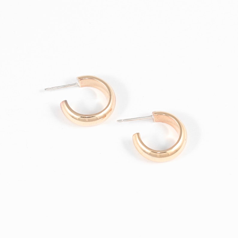 Small basics brass or silver chunky hoop earrings by Camillette