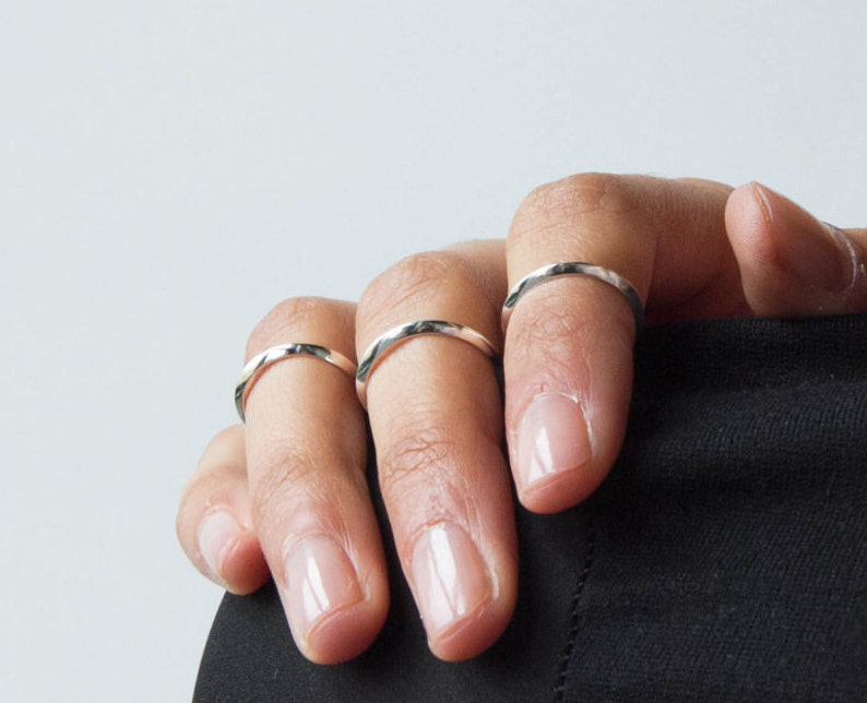 Thin Minimalist Ring Triangle Geometric Band Silver or Brass Ring Camillettejewelry