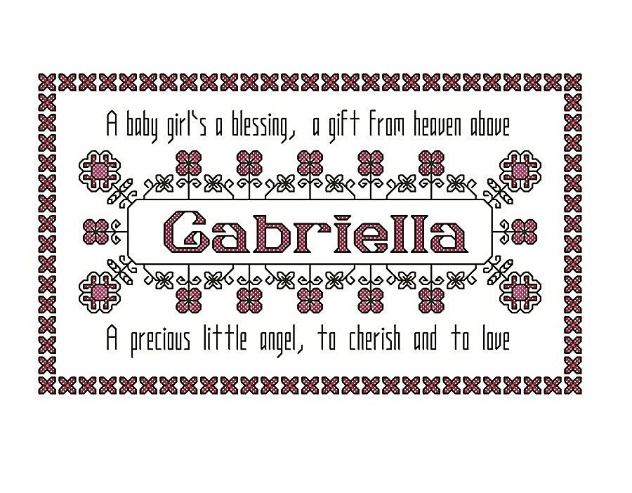 cross stitch pattern baby girl name sampler with poem Etsy