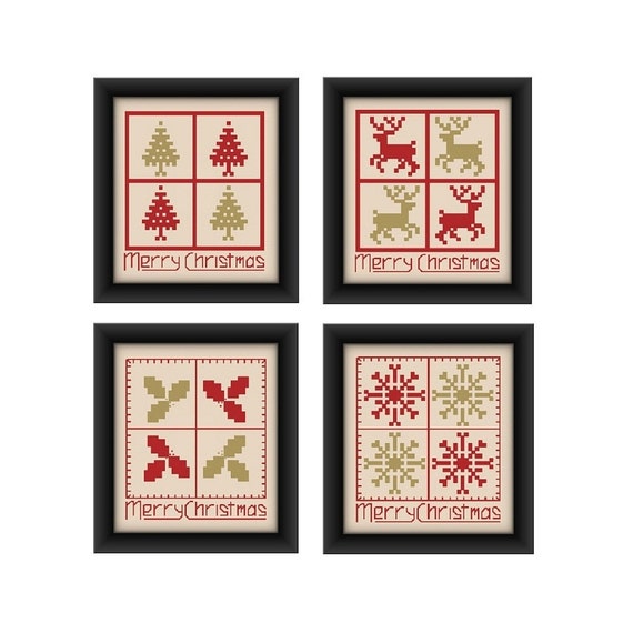 Christmas Cross Stitch Pattern Set Christmas Card Patterns Etsy