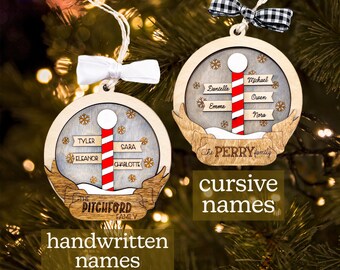 North Pole Family Names Ornament (up to six names) | Personalized Ornament, Family Christmas Decor, Custom Name Ornament, Gift for Parents
