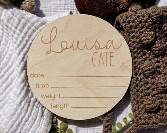 Baby Birth Stat Sign with Name, baby name sign, newborn, hospital photo, NICU, name reveal, hello my name is, baby shower gift, keepsake