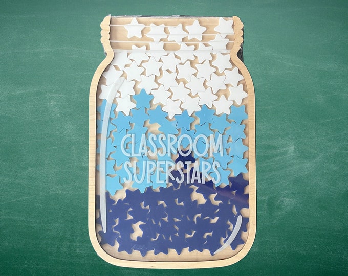 Featured listing image: Classroom Sized Reward Jar | XL reward chart, incentive chart, bucket fillers, star jar, classroom rewards, teacher gifts, treasure chest