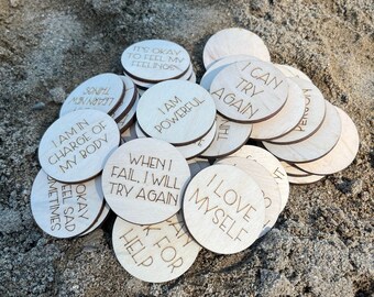 Affirmation Coins - gift for kids, self care, love yourself, spread kindness, pride gift, lgbtq+ gift, i am strong, i am powerful, i am love