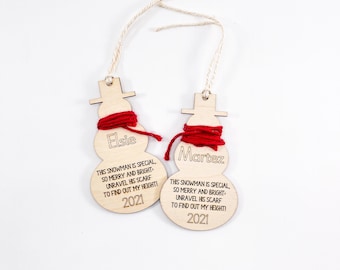 Snowman Growth Ornament - Child's Height Measurement - Growth Ruler - Kids Growth Chart - Snowman Ornament - Yearly Ornament