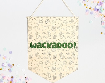 Bluey Banner Decor | Wackadoo! bluey, heeler family, bluey decor, bluey sign, playroom decor, bluey bedroom, bingo, bluey phrases, kid tv