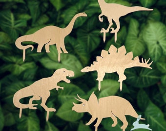 Dinosaur Garden Stakes - gardening, plant stakes, garden decor, kids gardening tools, outside fun, dinosaur kid, plant a garden