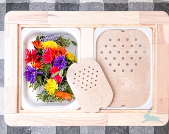 Composition florale FLISAT / TROFAST Plateau à insérer | Table sensorielle IKEA | Montessori | Waldorf | Encart Trofast | Corbeille sensorielle personnalisée | Fleurs