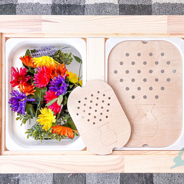 Composition florale FLISAT / TROFAST Plateau à insérer | Table sensorielle IKEA | Montessori | Waldorf | Encart Trofast | Corbeille sensorielle personnalisée | Fleurs