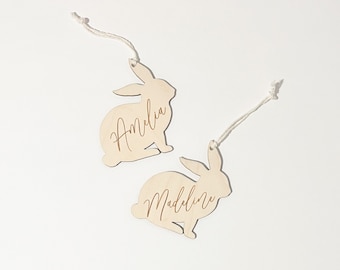 Cursive Bunny Basket Tag | Easter Basket Tag | Bunny Name Tag | Name Label | Spring Decor | Spring Name Tag | Rabbit Name Tag