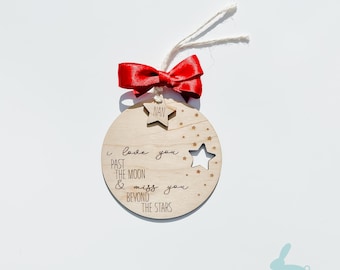 I Love You Past the Moon and Miss You Beyond the Stars Memorial Ornament | Rest in Peace, Memory Ornament, Cardinal Ornament, Loss, Infant