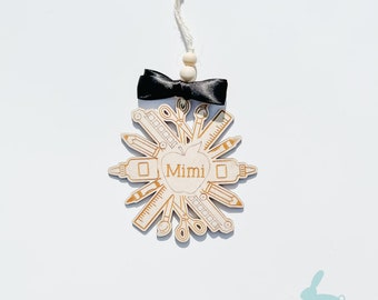 Teacher's Snowflake Ornament | Teacher Christmas Decor, Name Tag, Administration Gift, School Staff Present, Office Staff, School Secretary