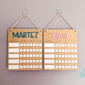 Hanging Responsibility Chart | Dry Erase Chore Chart, Custom Kids Sign, Personalized Chore Sign, ADHD Habit Tracker, Chores for Toddlers