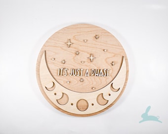 It's Just a Phase Sign - DIY | moon phases, outer space, twinkle little star, neutral nursery, baby shower gift, just a phase, diy nursery