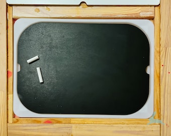 Double-Sided Chalkboard/Whiteboard insert for IKEA Trofast bins/Flisat Table | Ikea Sensory Table | Prewriting Practice | Montessori