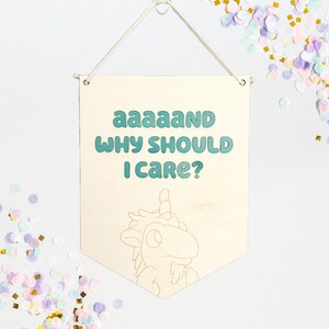 Bluey Unicorse Banner Decor | why should i care? bluey toys, bluey decor, bluey birthday, puppet show, human children, puppet school
