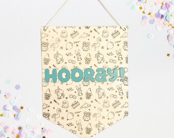 Bluey Banner Decor | Hooray! bluey, heeler family, bluey decor, bluey sign, playroom decor, bluey bedroom, bingo, bluey phrases, kid tv show