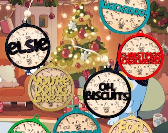 Bluey Inspired Ornament - Pick Phrase and Color | Bluey Holiday | Bluey Christmas Ornament | Bluey Christmas Ornament | Bluey Gift