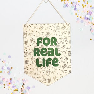 Bluey Banner Decor | for real life, bluey, heeler family, bluey decor, bluey sign, playroom decor, bluey bedroom, bingo, bluey phrases