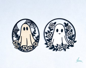 Ghost Floral Wall Decor | Cute ghosts with flowers | Ghosts and spiderwebs | vintage style halloween | halloween wreath | pinup ghosts