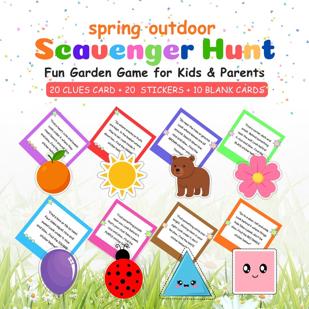 Kids Garden Scavenger Hunt Printable - Shape and Color Treasure Hunt ...