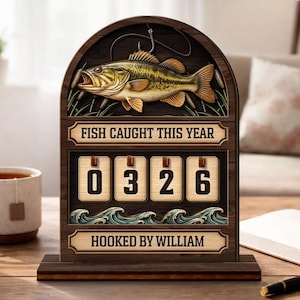 Letrero personalizado para rastrear peces capturados este año, Letrero de rastreo de peces capturados este año, Registro de pesca, Contador de peces, Cabaña de pesca