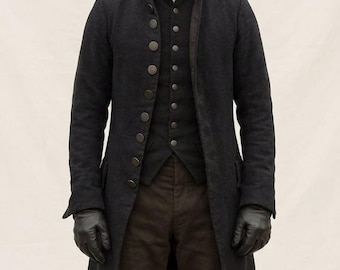 Men Charcoal Grey Colonial Costume 18th Century Historical Reenactment American Outfit Set